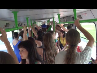 flash mob in russian "i will go out at night in the field with a horse" - on the bus